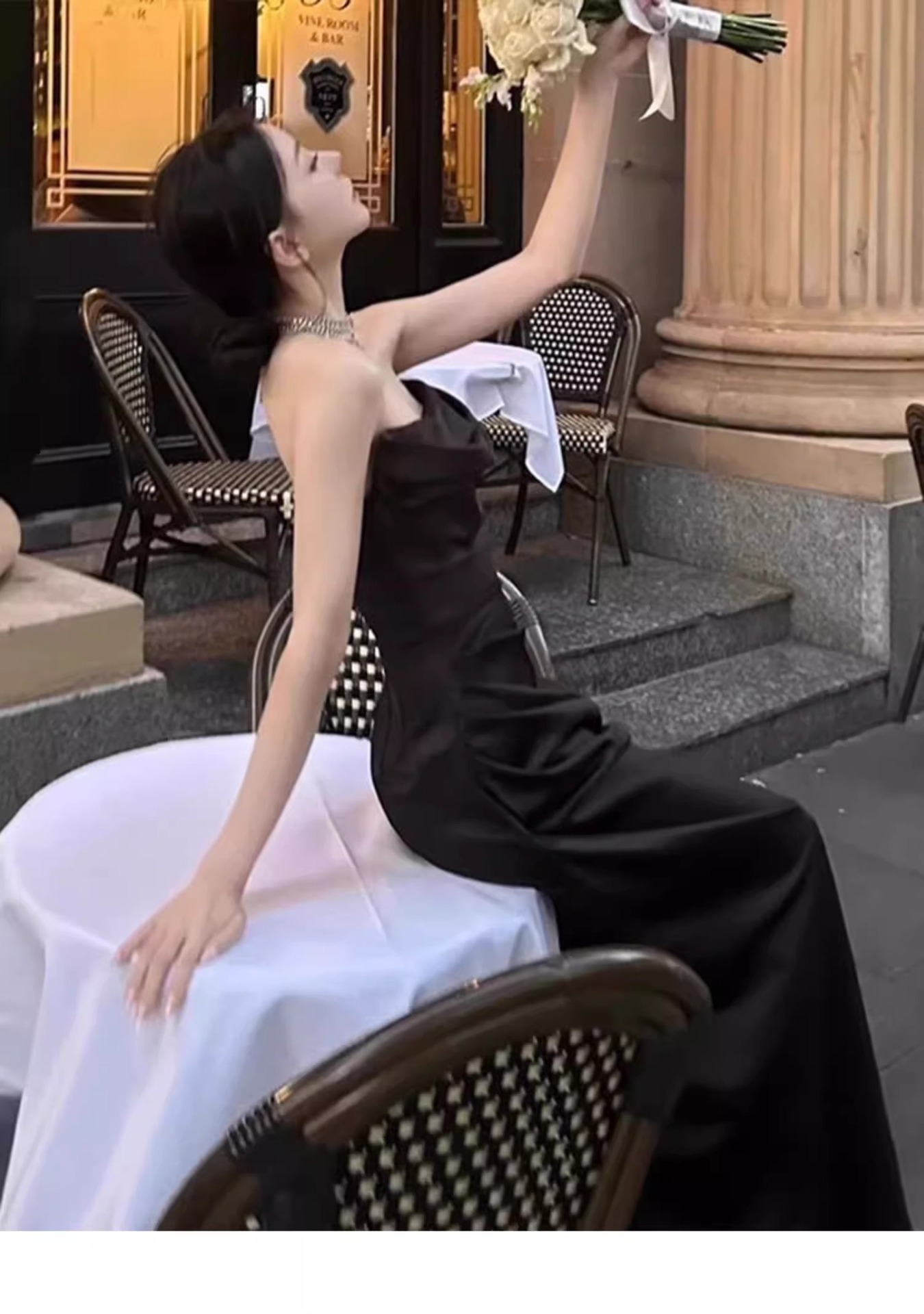 緞面平口 收腰長禮服