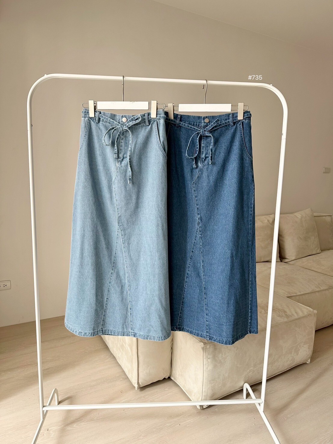 後衩牛仔長裙 735