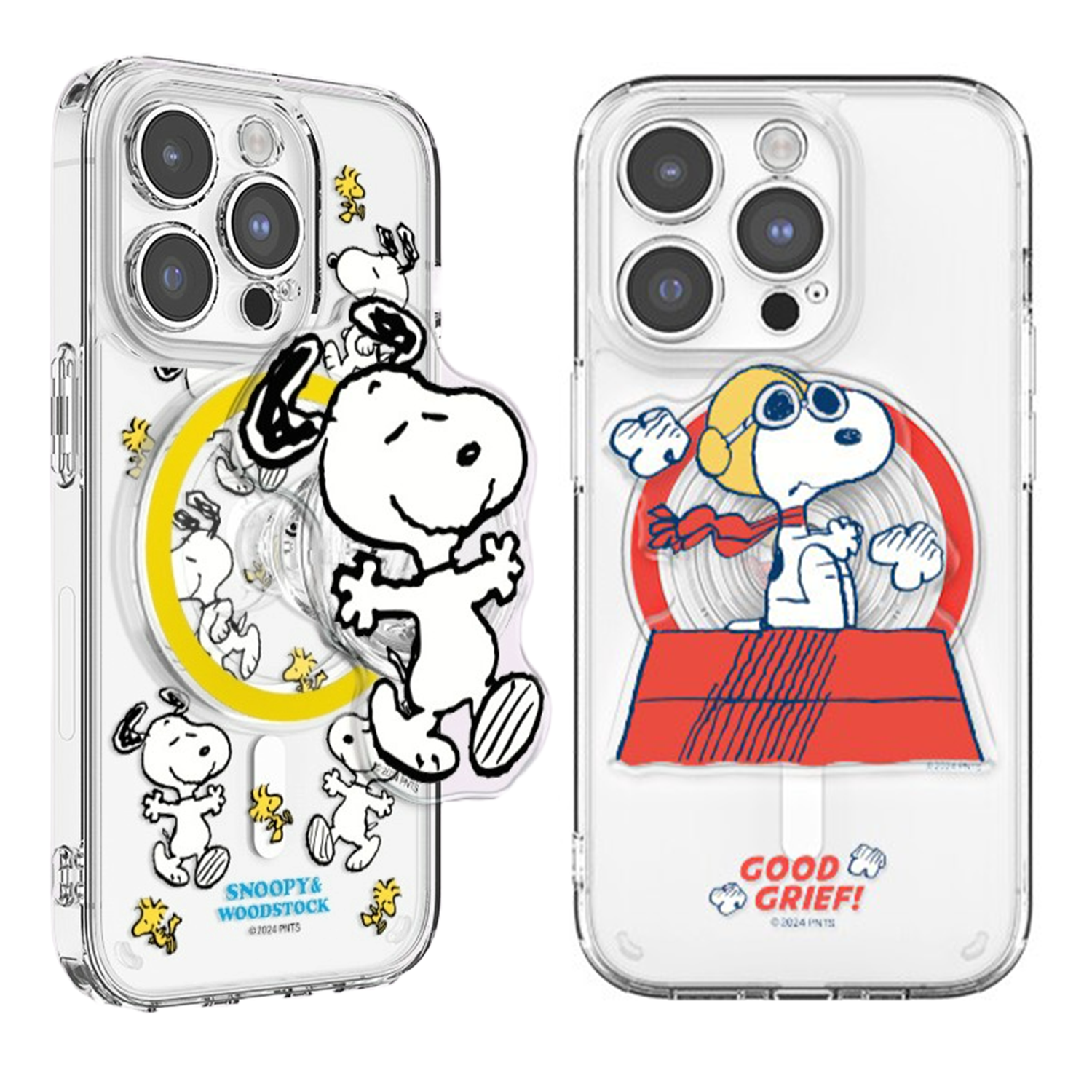 Snoopy - Magsafe Clear Hard Case - 氣墊防撞磁吸支架透明手機保護硬殼 TY