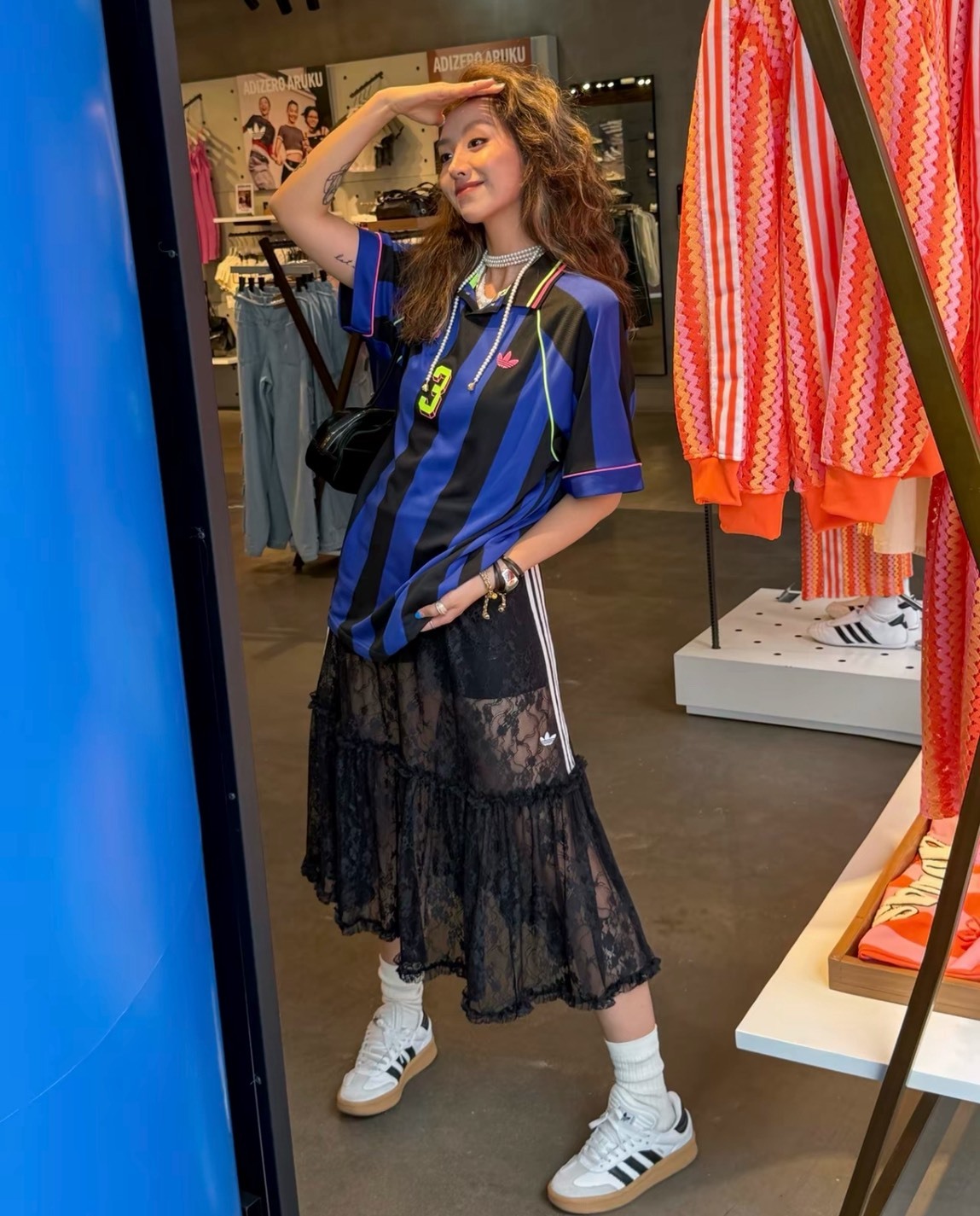 adidas LACE 黑色 長裙 女款 originals 百搭 蕾絲 寬鬆 舒適 時尚休閒 夏日穿搭 半透明感 裙子 Jun25