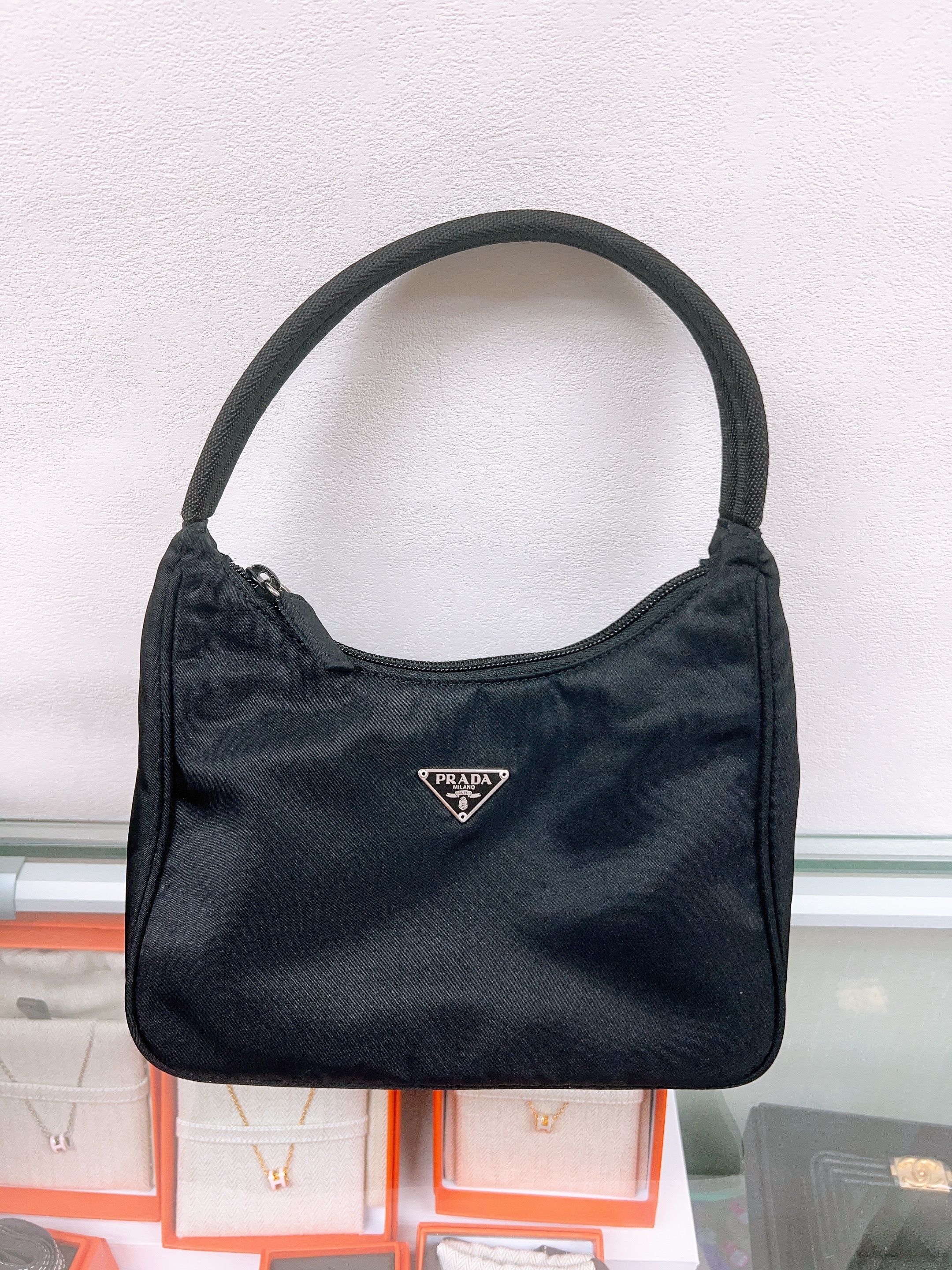 Prada nylon hobo black