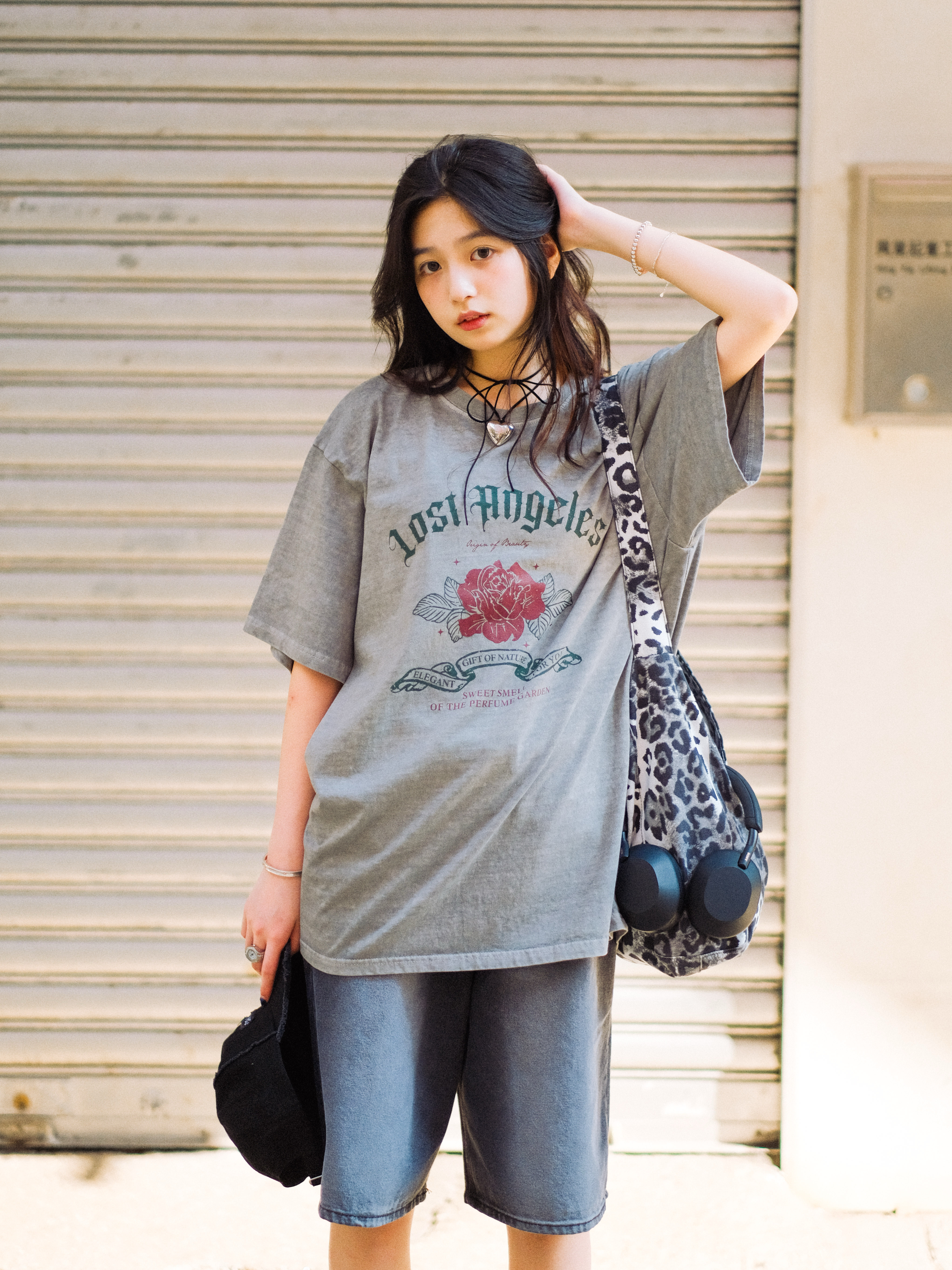 Los Angeles玫瑰洗水Tee