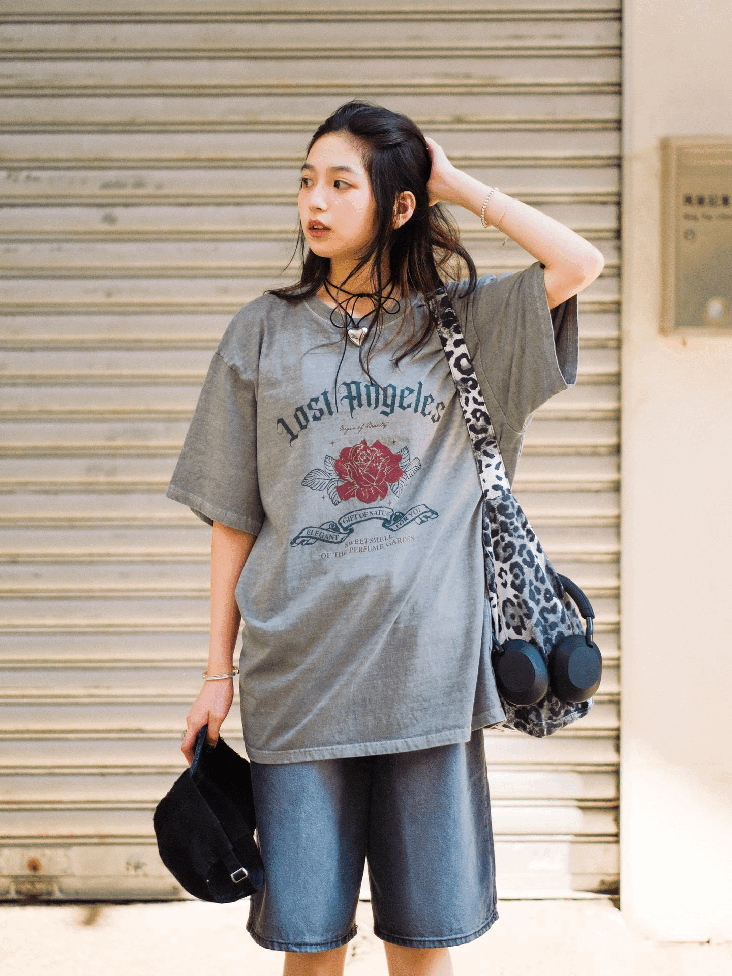 Los Angeles玫瑰洗水Tee