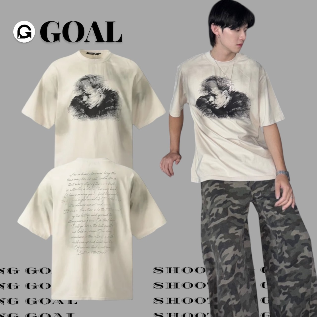 (GOAL) BANGOULUO 手繪素描做舊cleanfit 短tee 2427