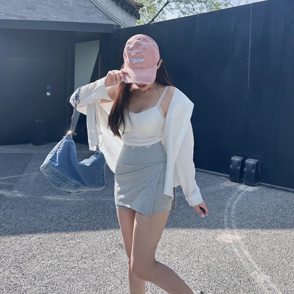 【自在顯瘦】DOMISS斜開衩安全褲裙-2色 短裙 褲裙(現貨)