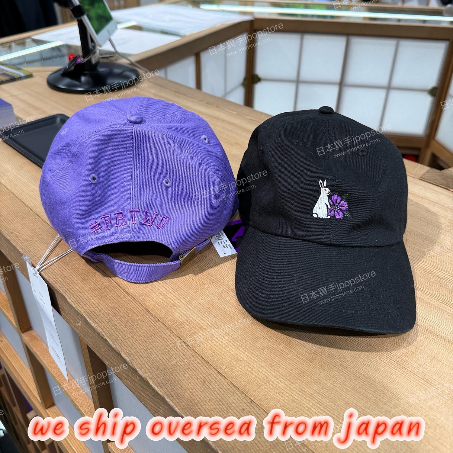 FR2 撫子刺繡棒球帽（黑 / 紫）