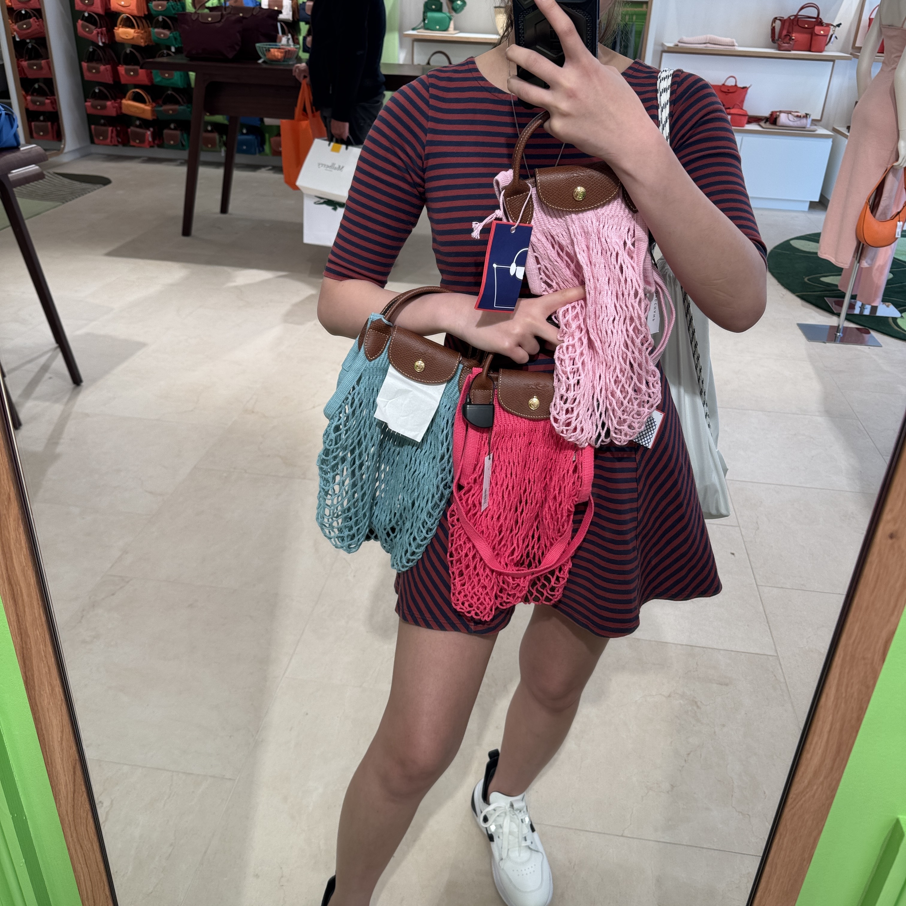 Longchamp net Medium crossbody bag multi color 10121