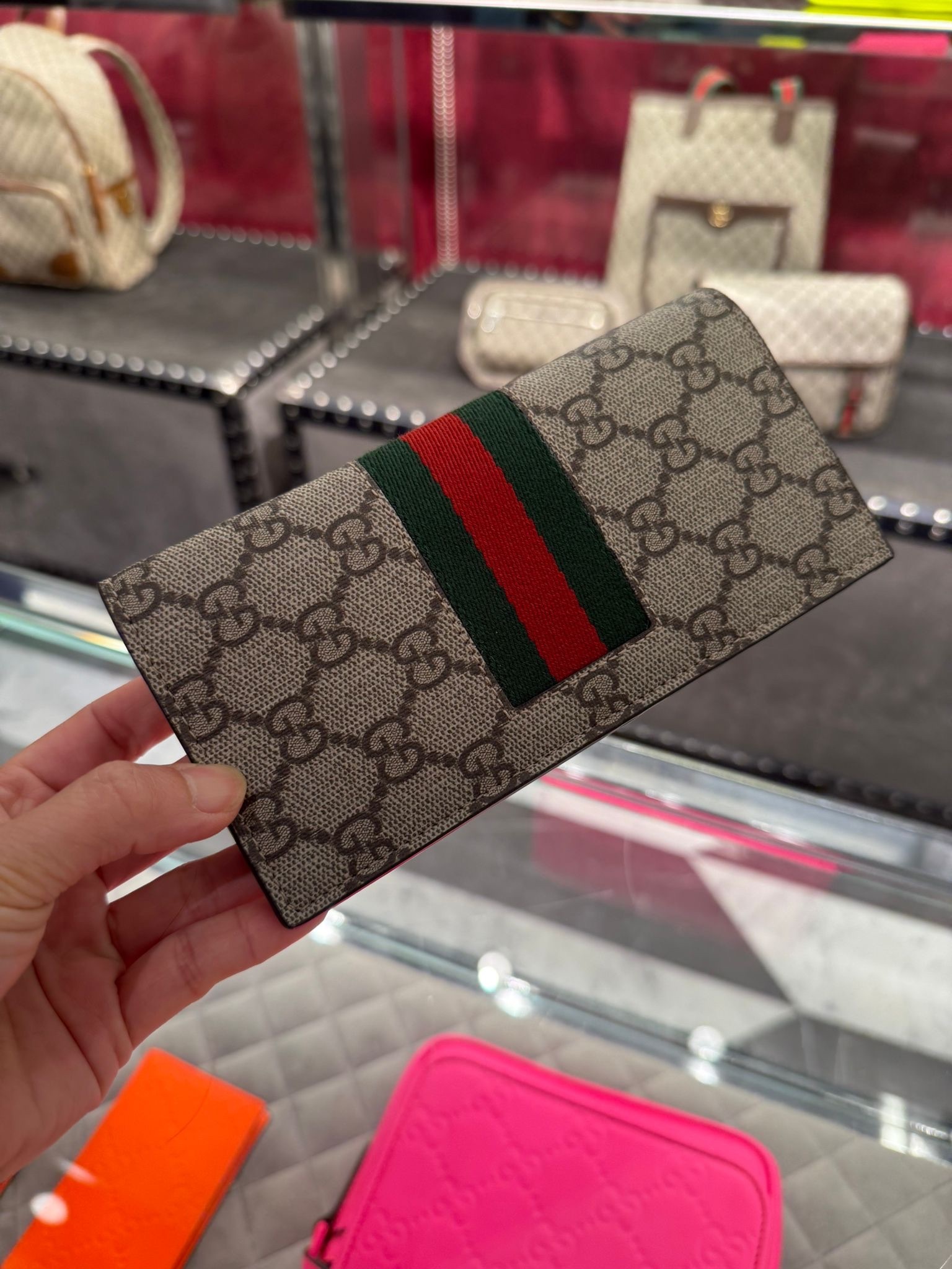 Gucci GG supreme Classic Web Long wallet