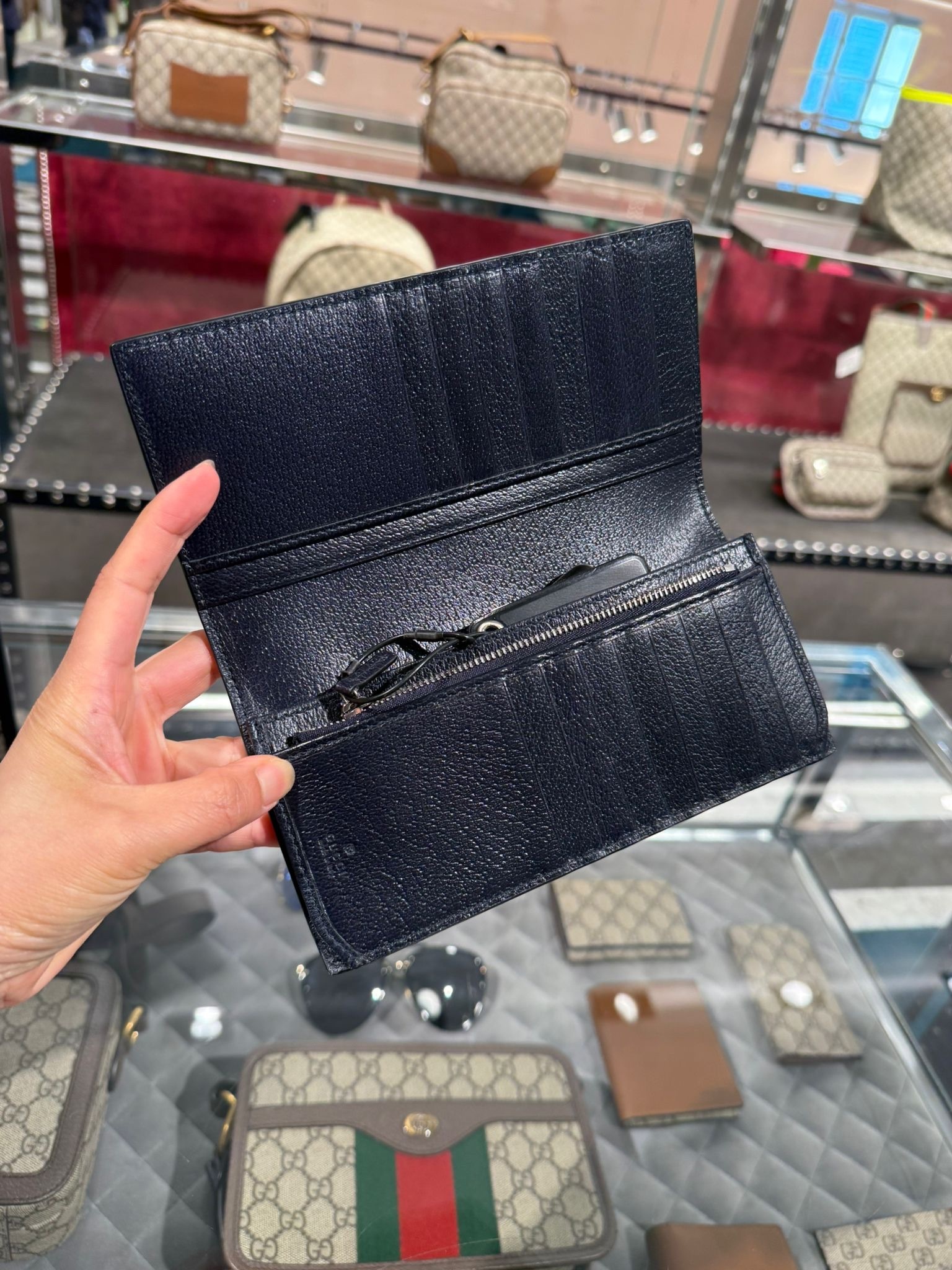 Gucci GG supreme Print Long Wallet blue