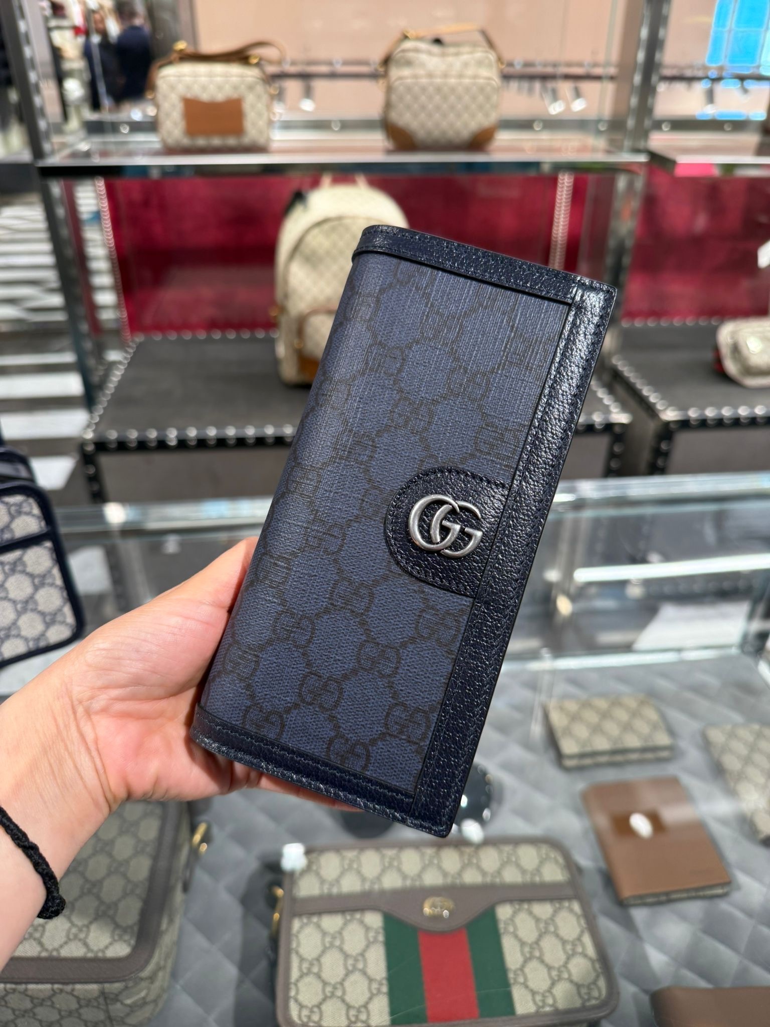 Gucci GG supreme Print Long Wallet blue