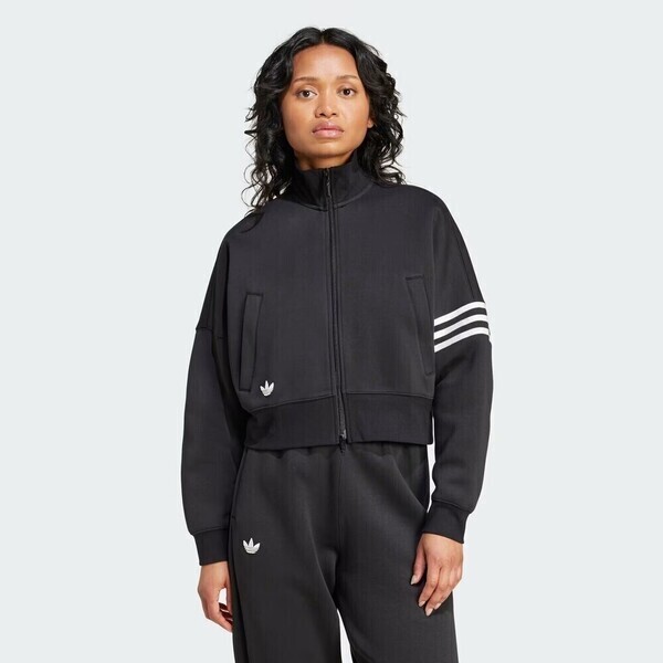 Adidas NEUCL Tracktop IW5601 女 立領 外套 運動 休閒 三葉草 雙向拉鍊 寬鬆 黑白