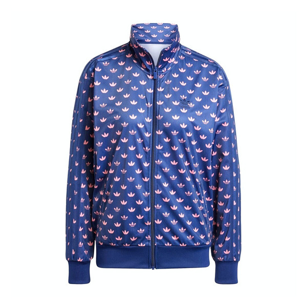 Adidas Mono Fbird TT IY0325 女 立領 外套 運動 經典 滿版 三葉草 復古 藍粉