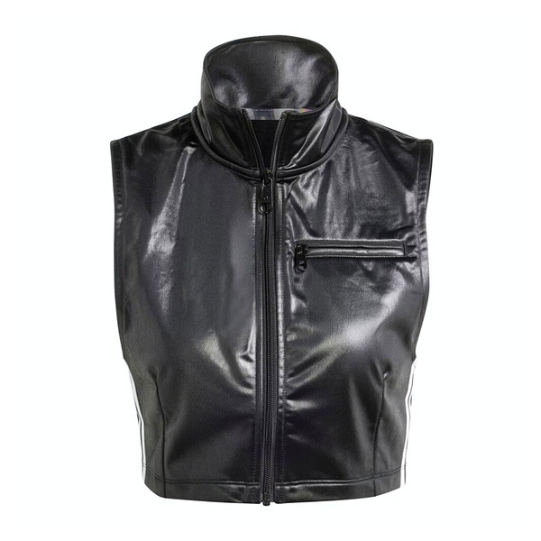 Adidas Pride TT IZ4889 女 無袖 上衣 皮衣 立領 運動 復古 三葉草 黑