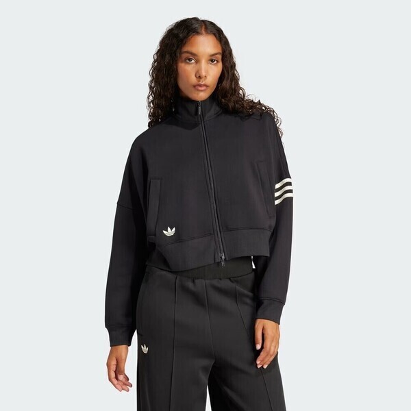 Adidas NEUCL Tracktop JI8495 女 立領外套 運動外套 休閒穿搭 雙向拉鍊 黑白