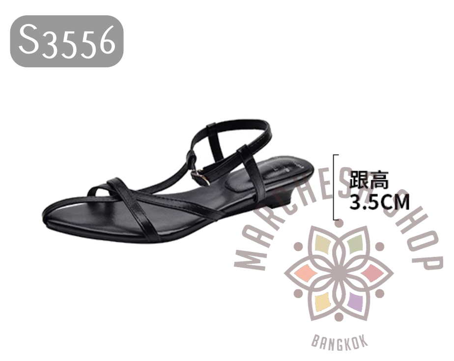 S3556 - 絕美牛皮搭帶尖頭低踭涼鞋