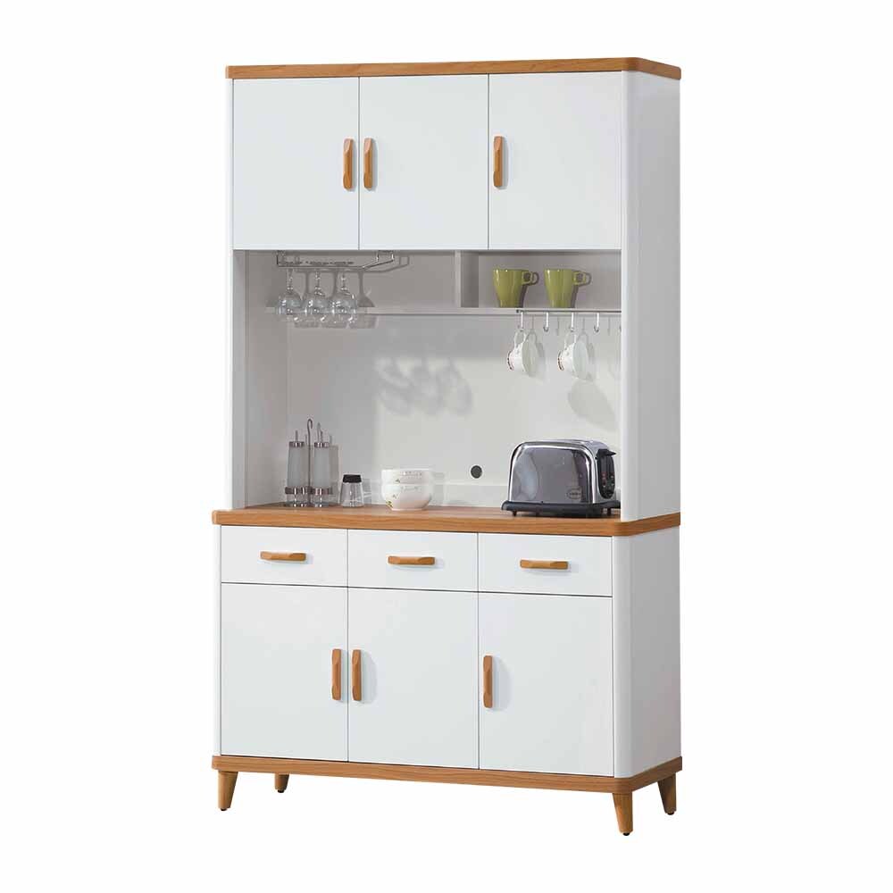 喬菲4尺收納高餐櫃/碗盤置物櫃/電器櫃(上座+下座)