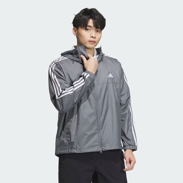 Adidas ES+ 3S WV JKT JF3955 男 連帽 外套 風衣 運動 訓練 寬鬆 輕便 愛迪達 灰白