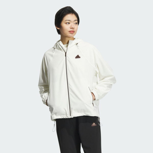 Adidas TECH WV JKT JJ1127 女 連帽 外套 運動 訓練 休閒 實穿 寬鬆 吸濕排汗 米白