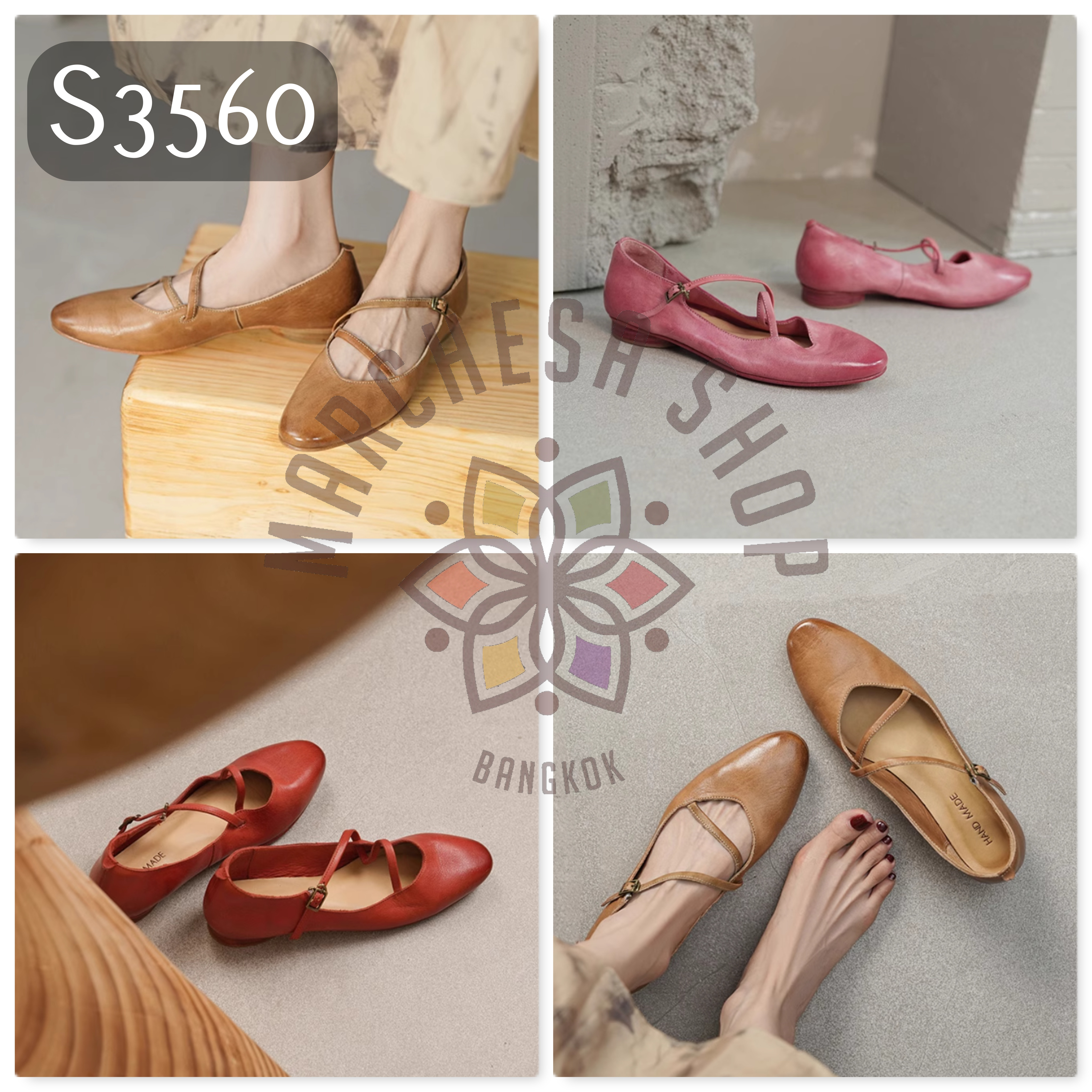 S3560 - 頭層軟羊皮鈄帶V口平底鞋