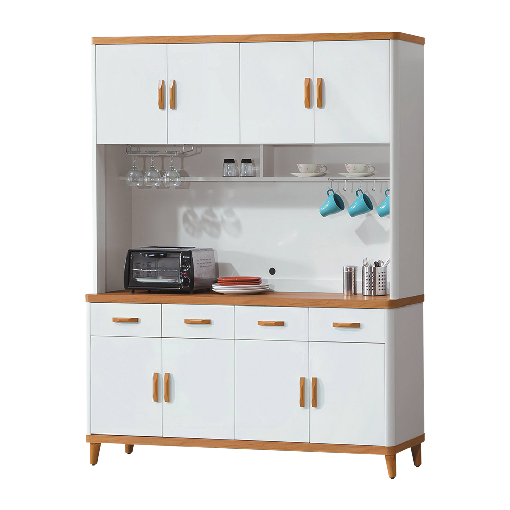 喬菲5.3尺收納高餐櫃/碗盤置物櫃/電器櫃(上座+下座)