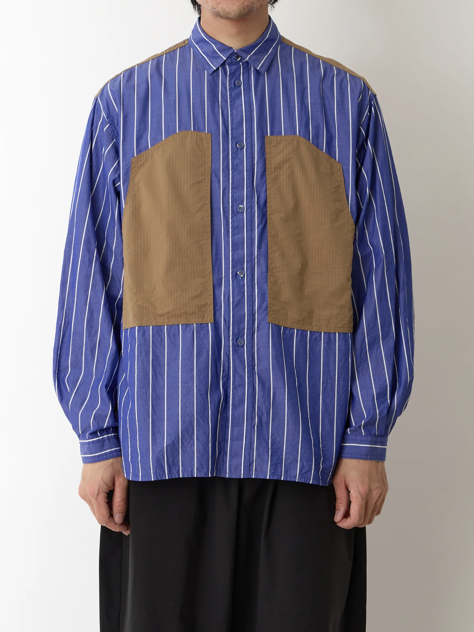 WHITE MOUNTAINEERING MID GUSSET SLEEVE STRIPE WORK SHIRT 襯衫