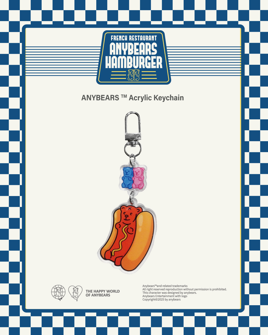 ANYBEARS®熱狗熊 壓克力吊飾 Hot dog BEAR Acrylic Keychain