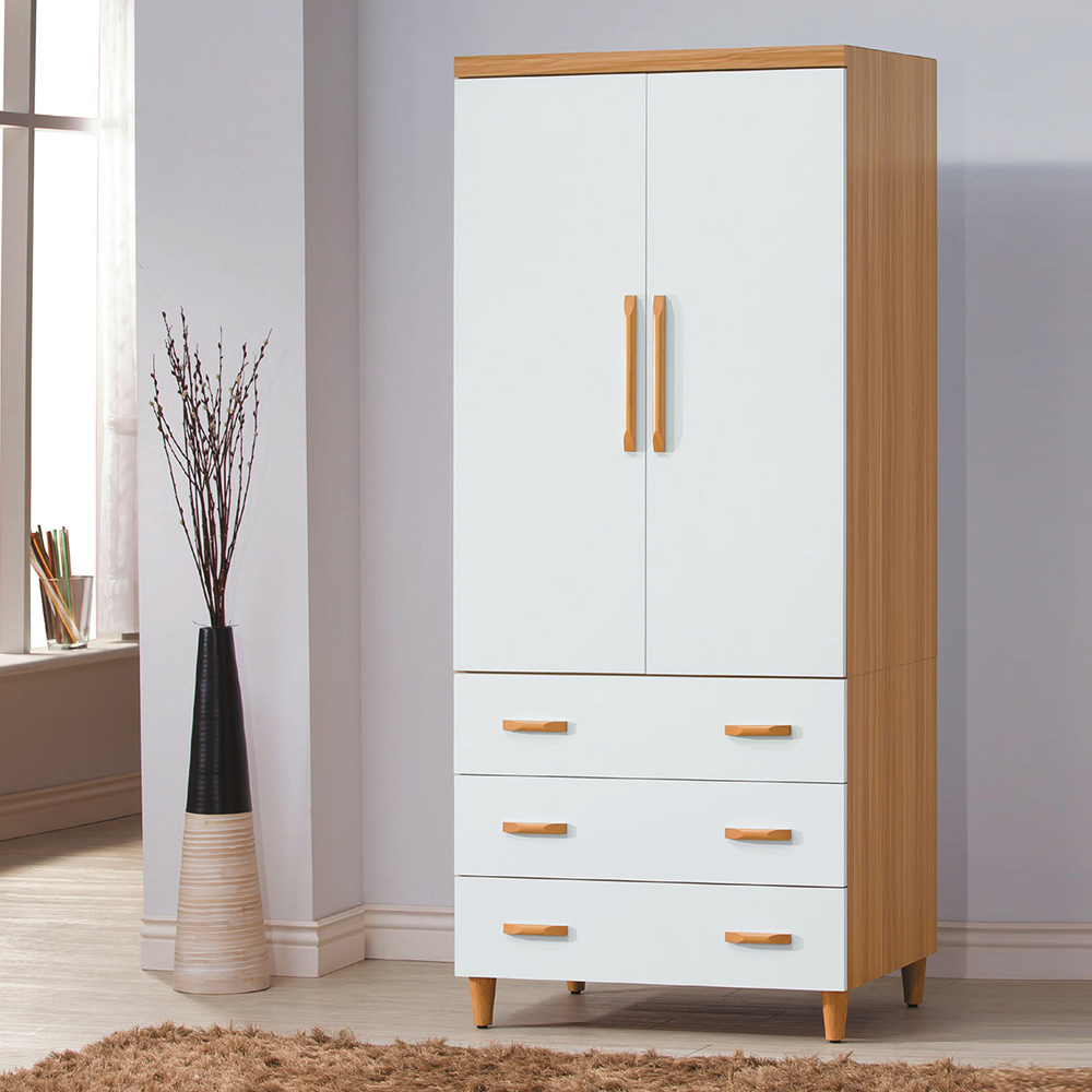 喬菲2.7尺二門三抽衣櫃(單吊桿)