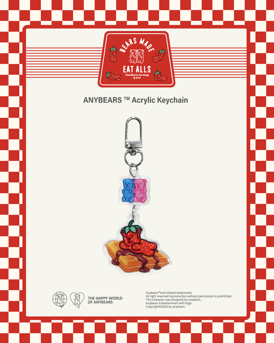 ANYBEARS®草莓鬆餅熊 壓克力吊飾 Strawberry Pancakes BEAR Acrylic Keychain