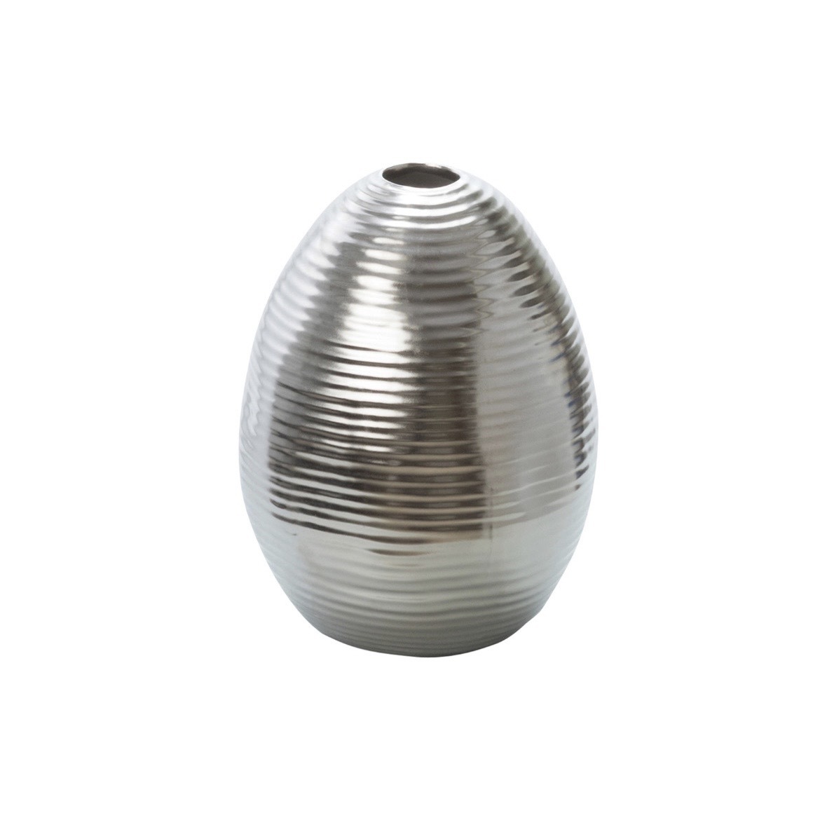 陶瓷花器 蛋形橫紋 銀