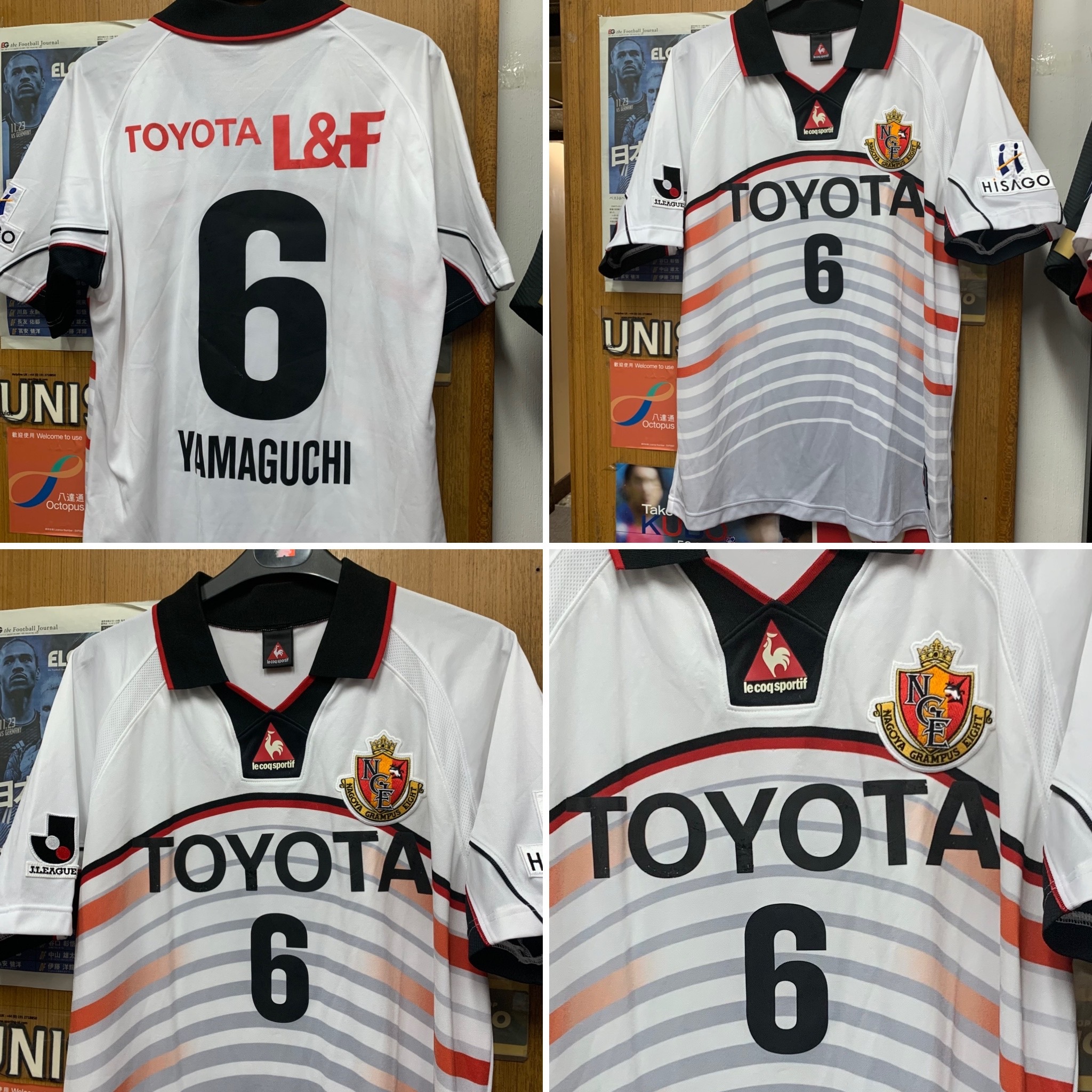 2002 Nagoya Grampus Away Shirt with 6 YAMAGUCHI [Used, M-L 80% New]