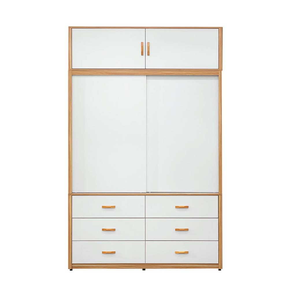 喬菲5.1尺加高型推門/拉門衣櫃(六抽推門衣櫃+收納棉被櫃)
