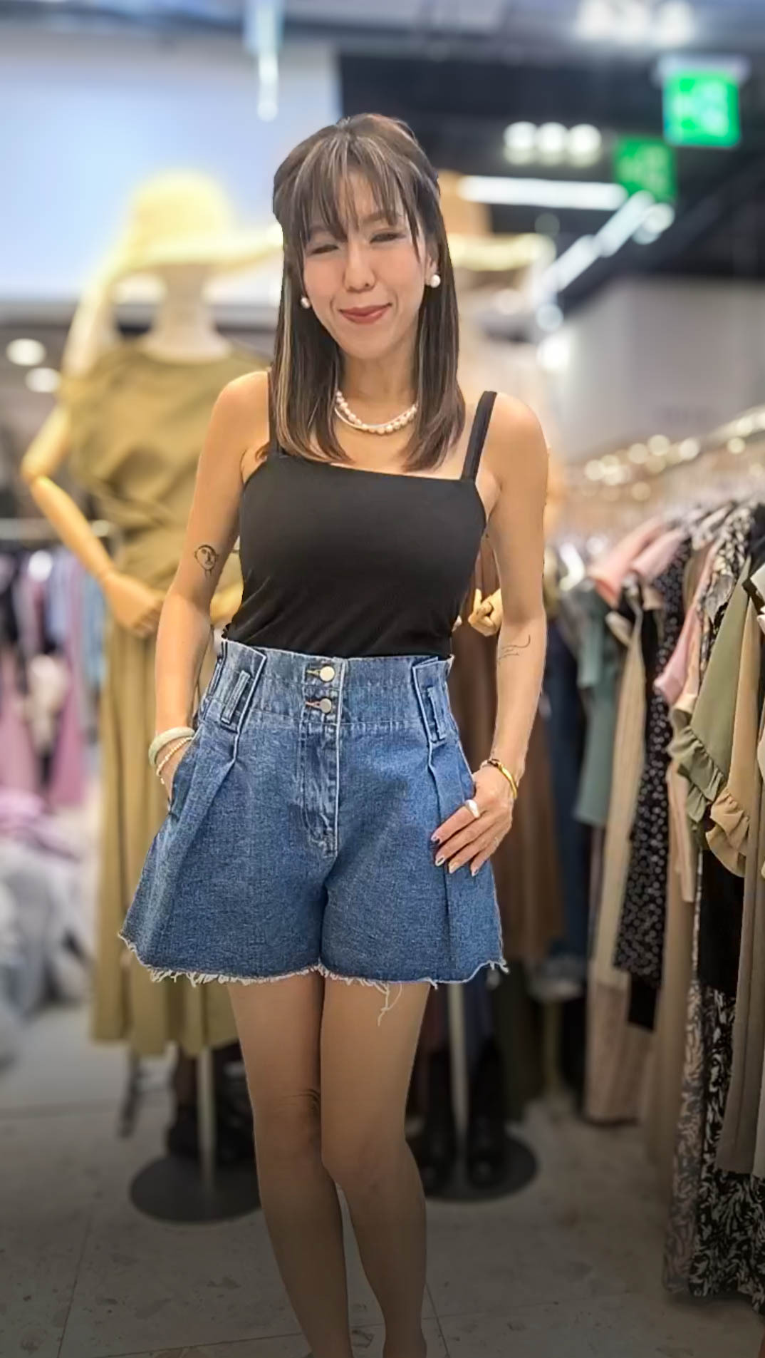 📢PM_K9628  ▶️高腰牛仔短褲 (MM穿M)👉M(W:76-94cm29-31" H:cm) L(W:80-98cm32-34" H:124cm) L:42cm👈