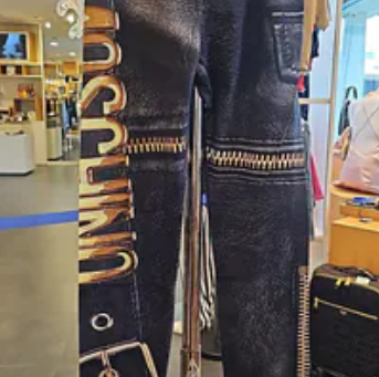 [S] MOSCHINO BLACK MARCO BIKER COTTON LEGGINGS, ATHHP03ULBA16010 (SM897)