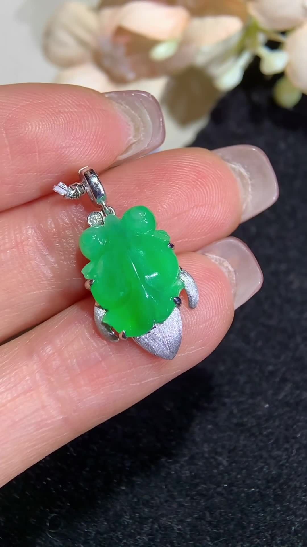 翡翠年年有魚吊墜小掛件,天然翡翠A玉, 緬甸玉, Jade, Jadeite