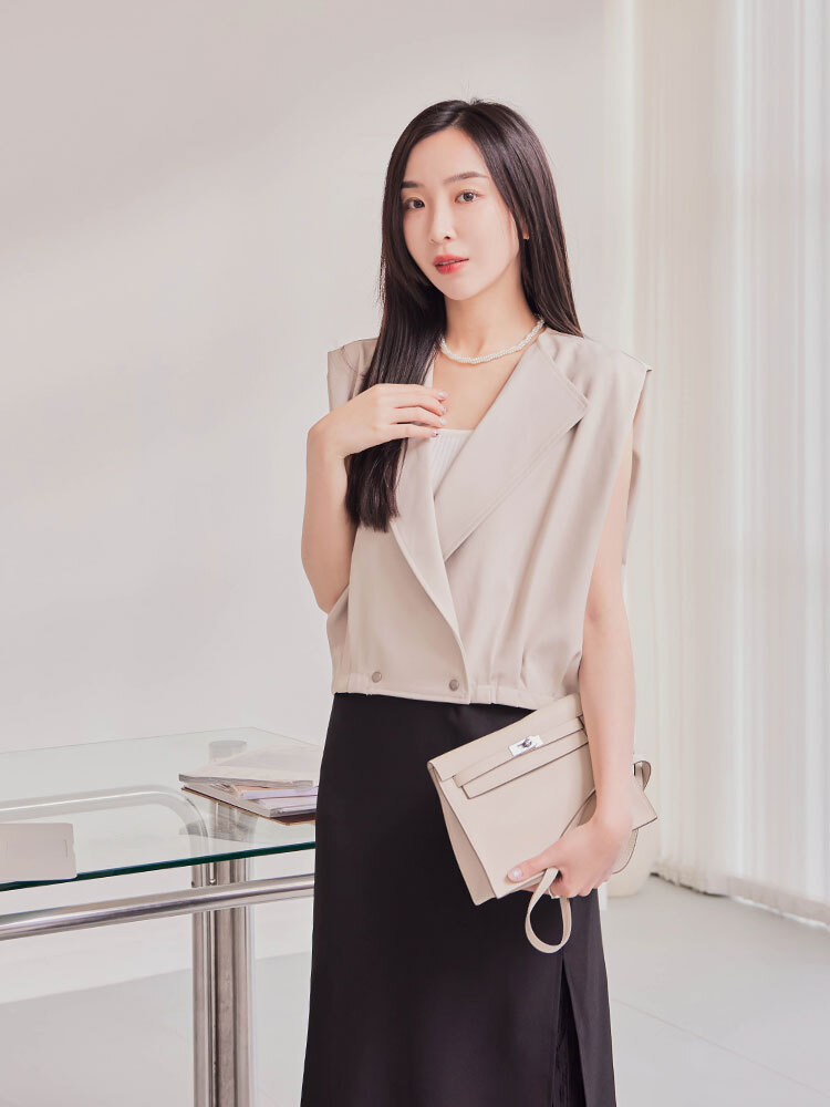 OH！HER 設計感翻領坎肩背心