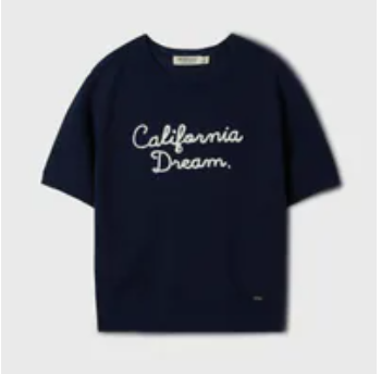 [S] WHO.A.U NAVY WHKAF2421F59 Lettering Boucle Sweater, WHKAF2421F59 (SWAU557)