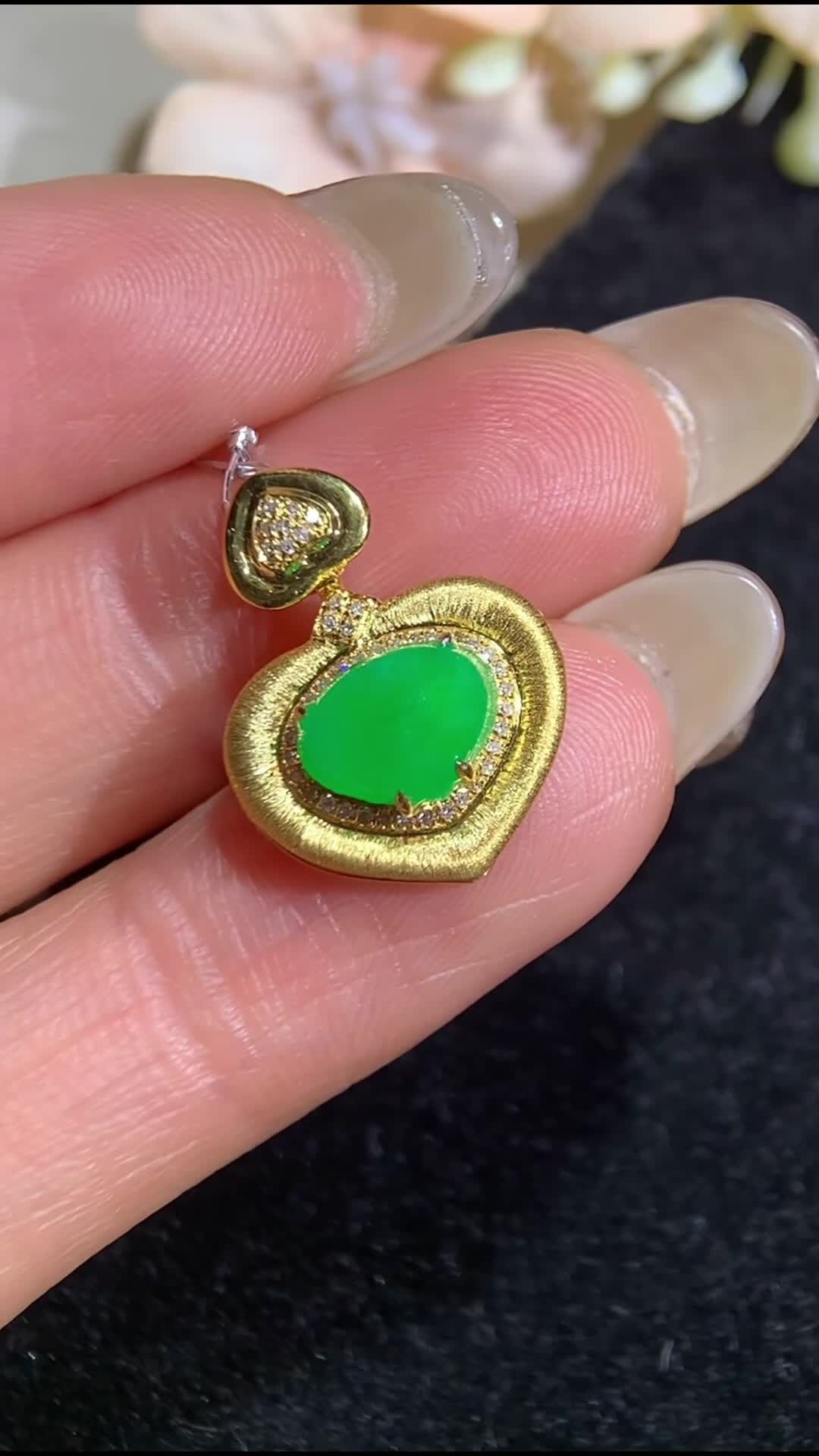 翡翠滿綠水滴吊墜,天然翡翠A玉, 緬甸玉, Jade, Jadeite