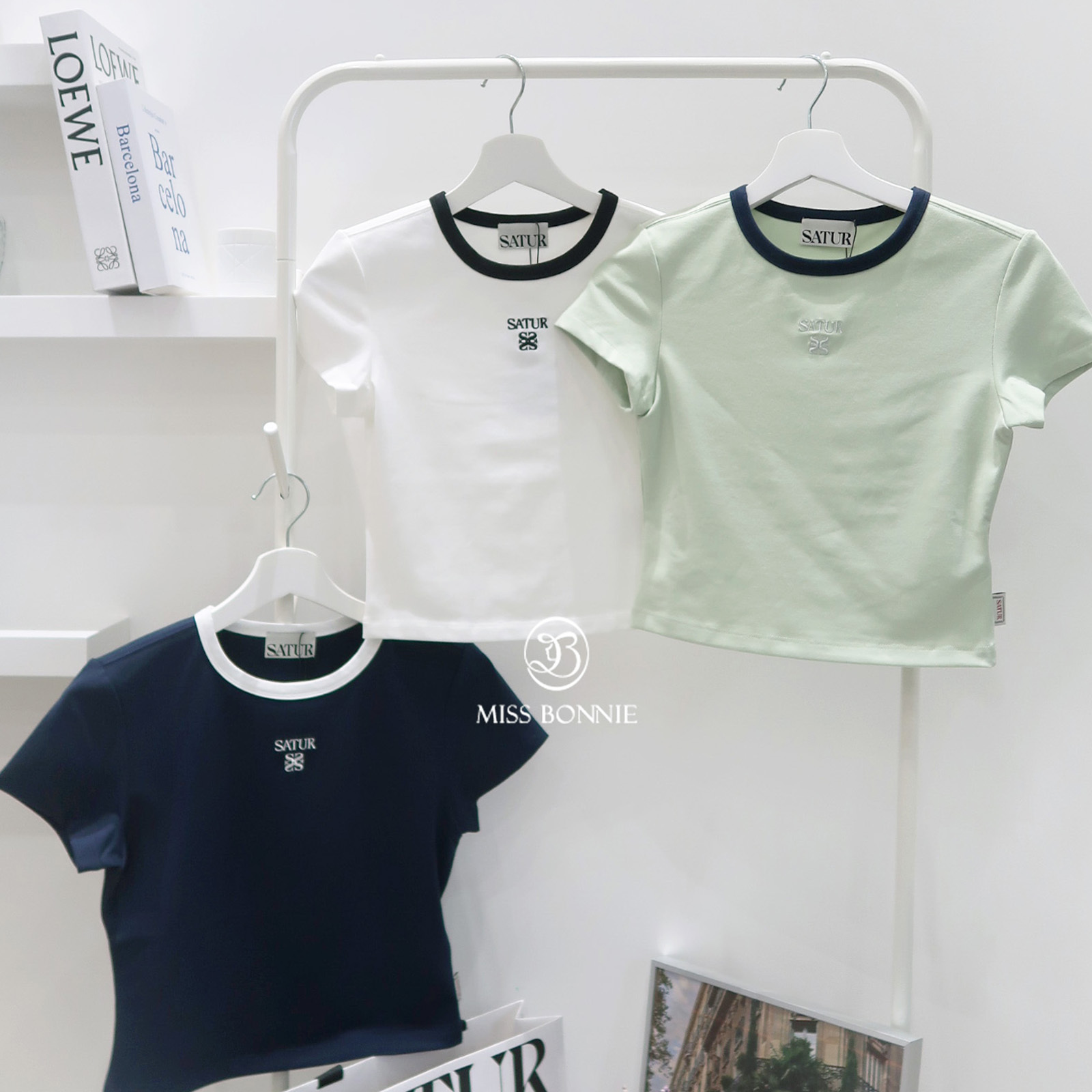 SATUR撞色滾邊短版T(共5色)