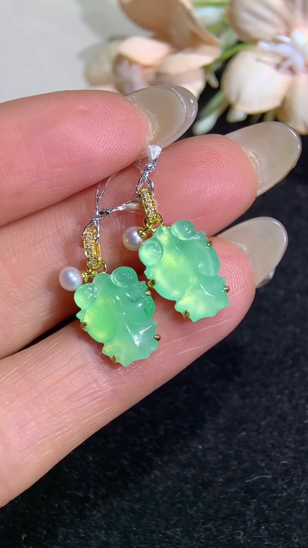 翡翠冰綠金魚小掛件,天然翡翠A玉, 緬甸玉, Jade, Jadeite