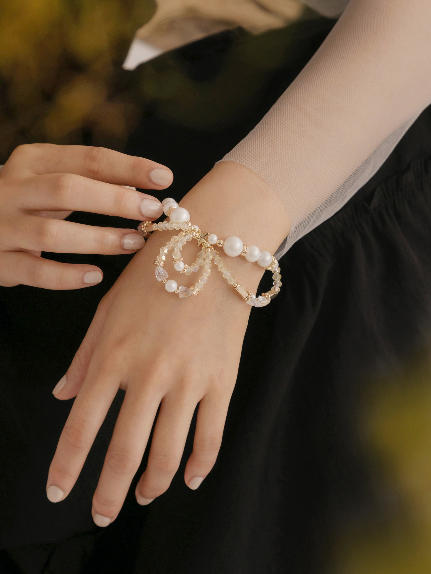 星月守夢日。MUCHAT手作14KGP星星珍珠水晶手鍊