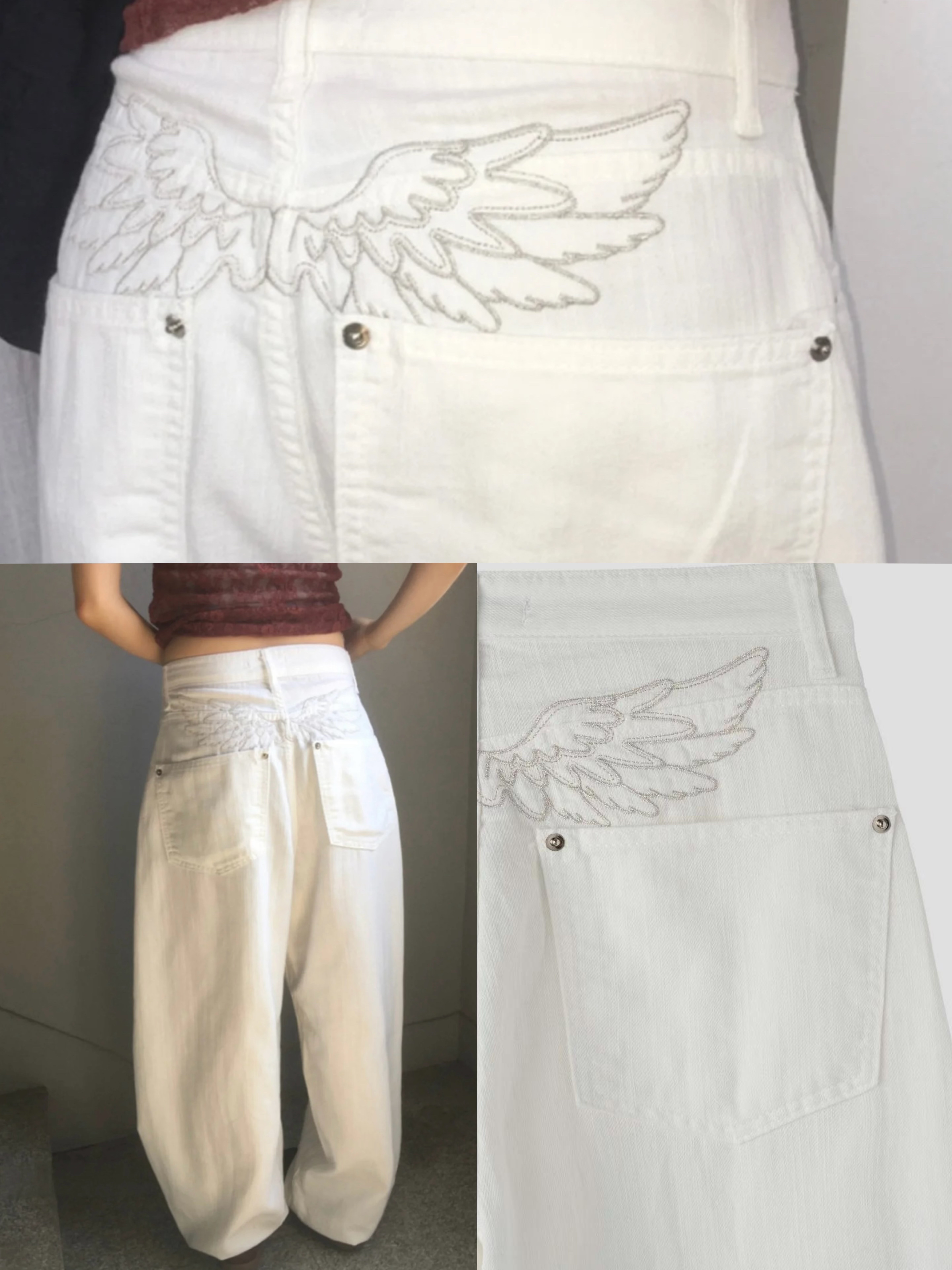 自留！Angel wing white jeans