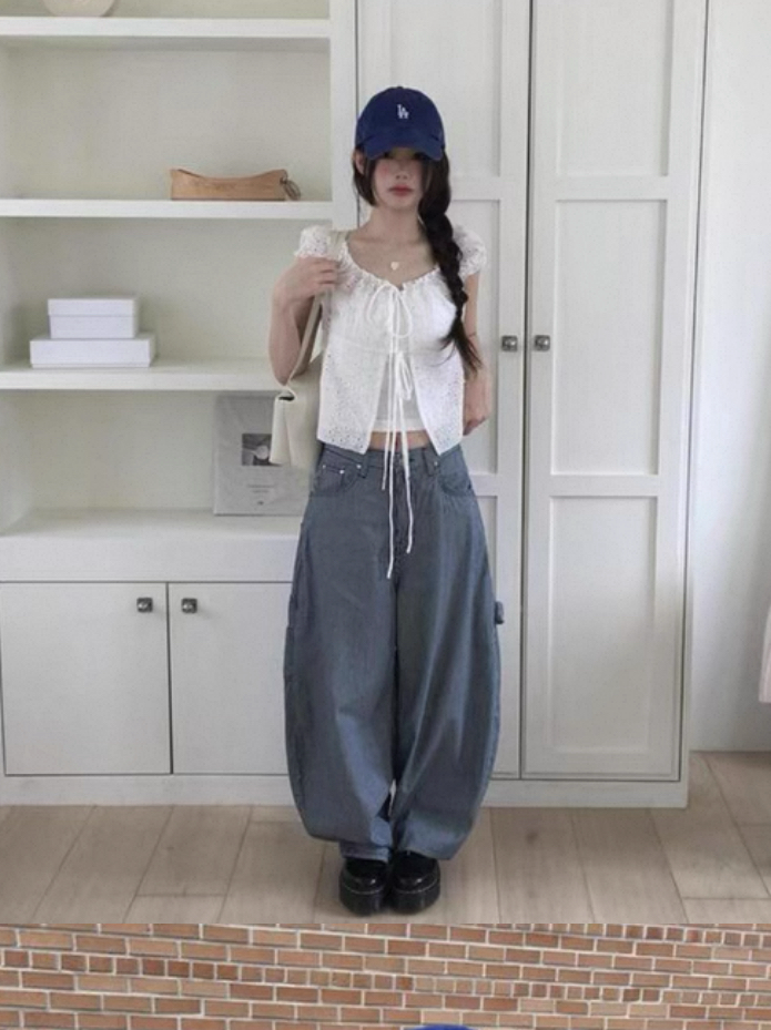 牛仔vintage ballon pants
