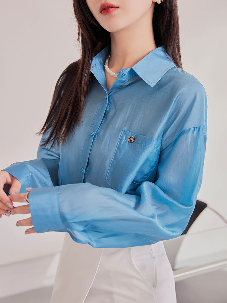 SALE800 OH！HER 金閃流光透膚金屬釦襯衫