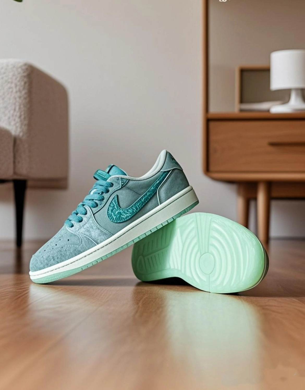 女鞋 NIKE W AIR JORDAN 1 RETRO LOW OG 薄荷 麂皮 復古 水洗 水晶底 運動 休閒鞋【HQ8111-300】AJ1