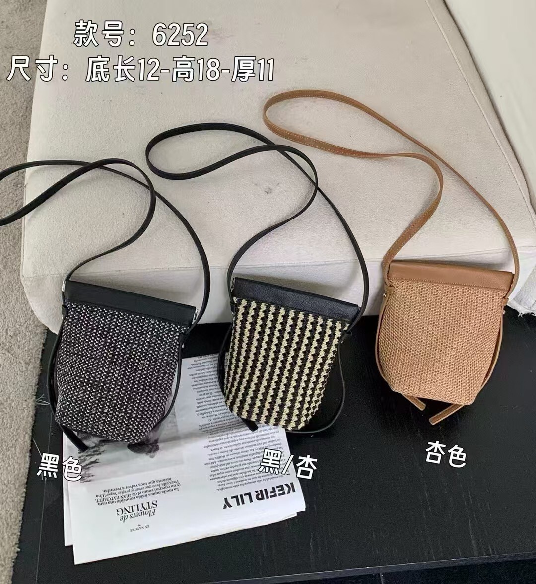 6252韓系手工拉菲草小水桶包