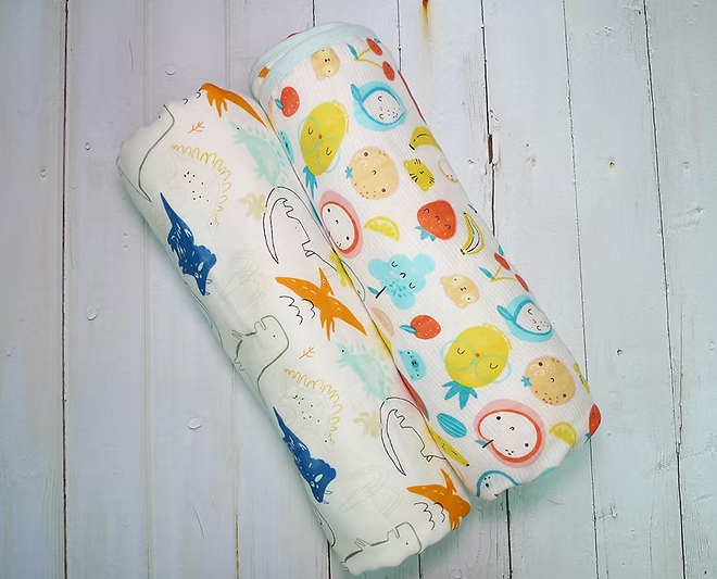 Lenny World LW1050 嬰兒竹纖維雙面紗布被 - 恐龍水果