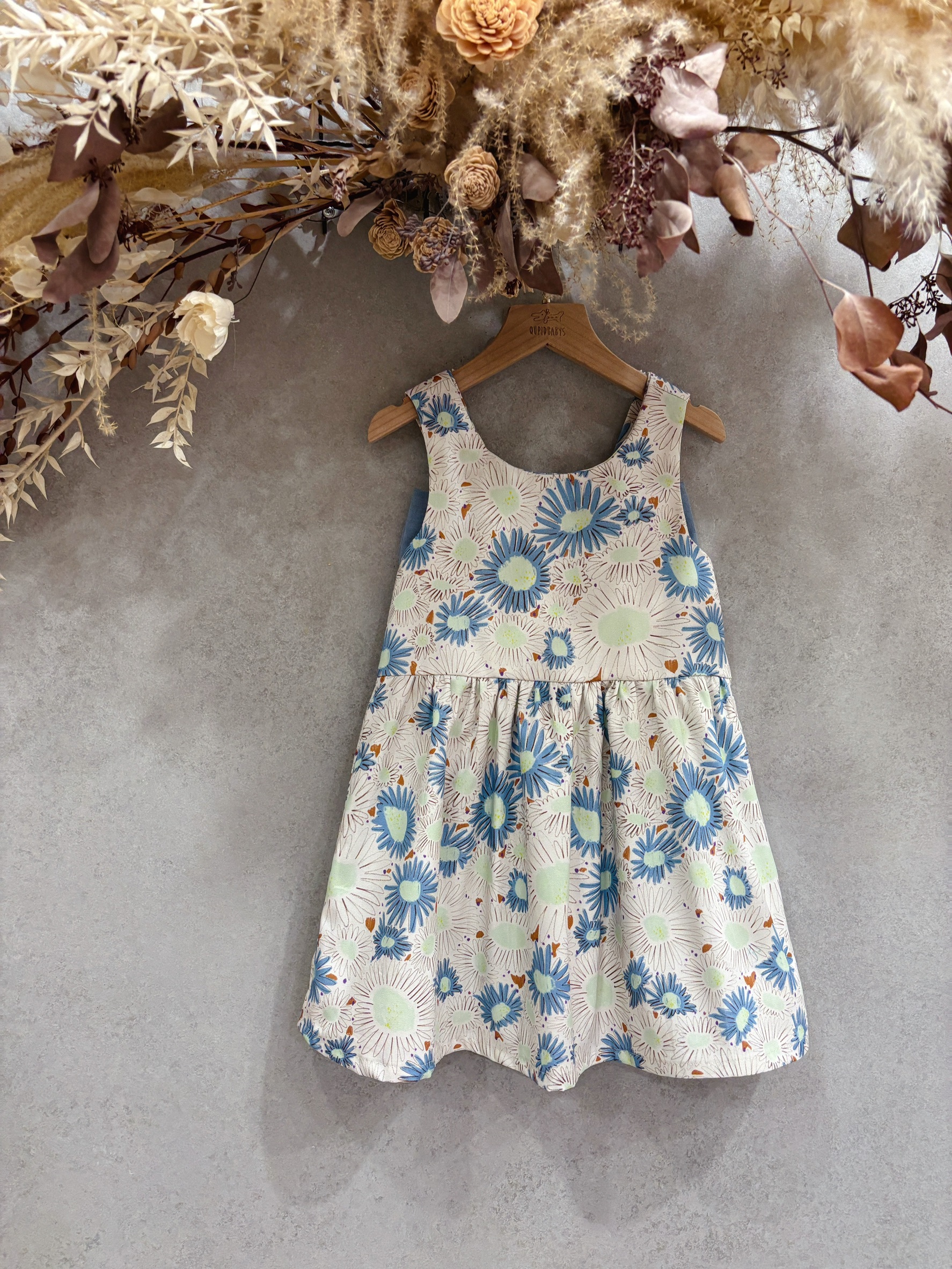 藍白向日葵 背蝴蝶結洋裝 (130)