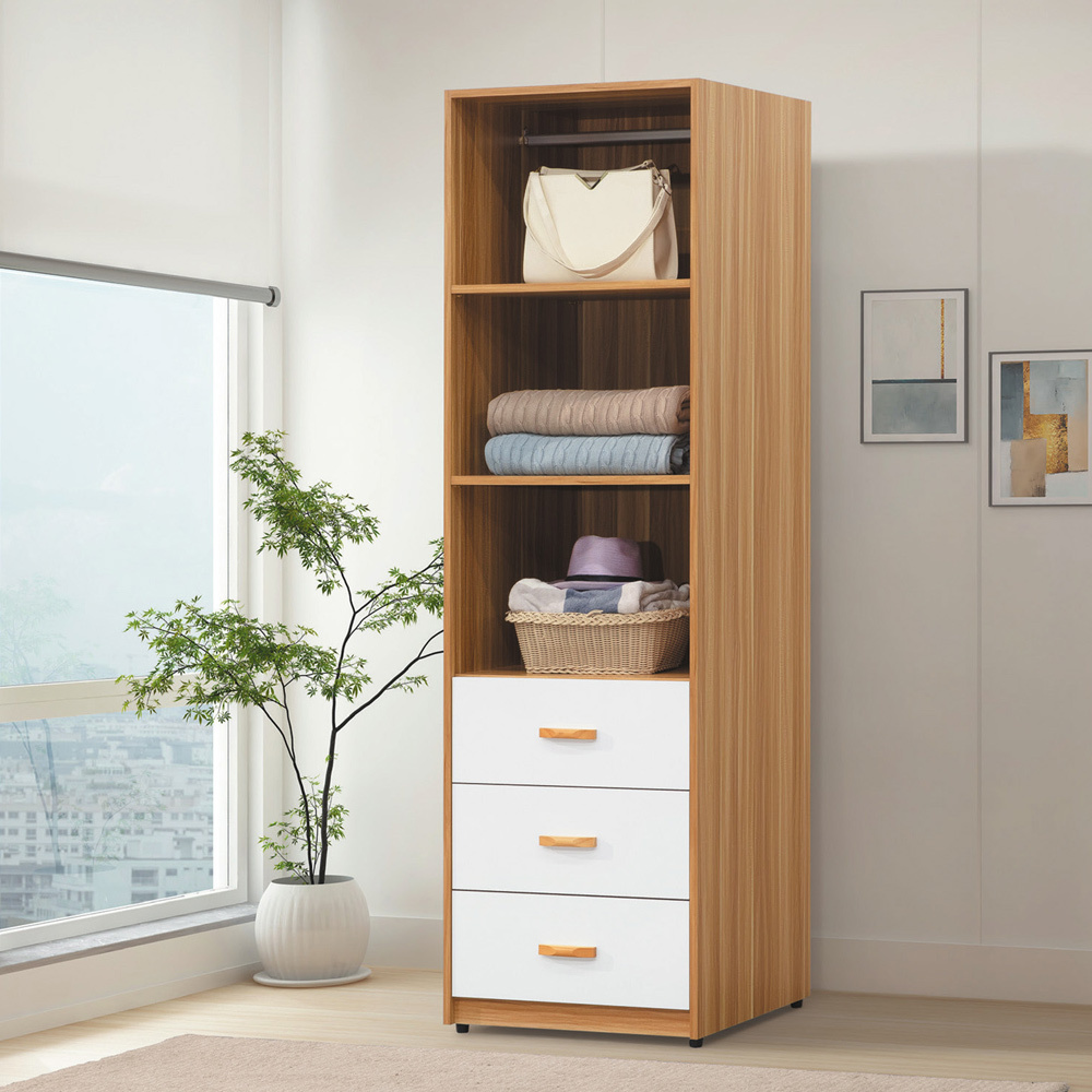 喬菲2尺開放式收納三抽衣櫃