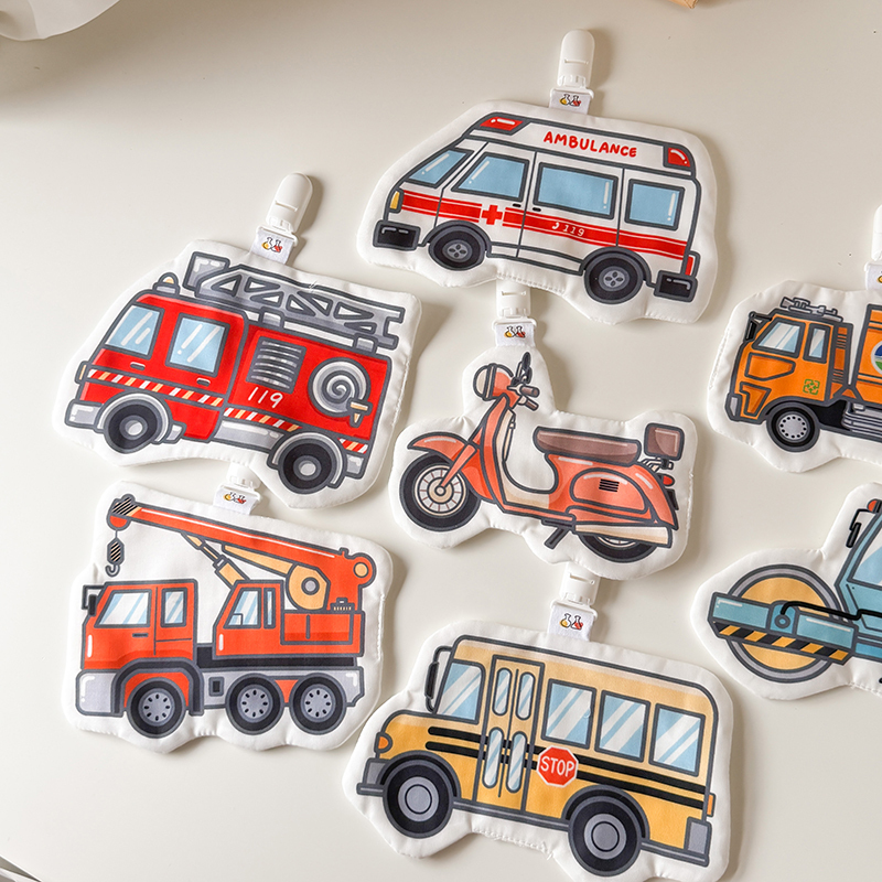 【新材質】手繪車車手帕巾 | 幼稚園手帕夾(六層紗布)