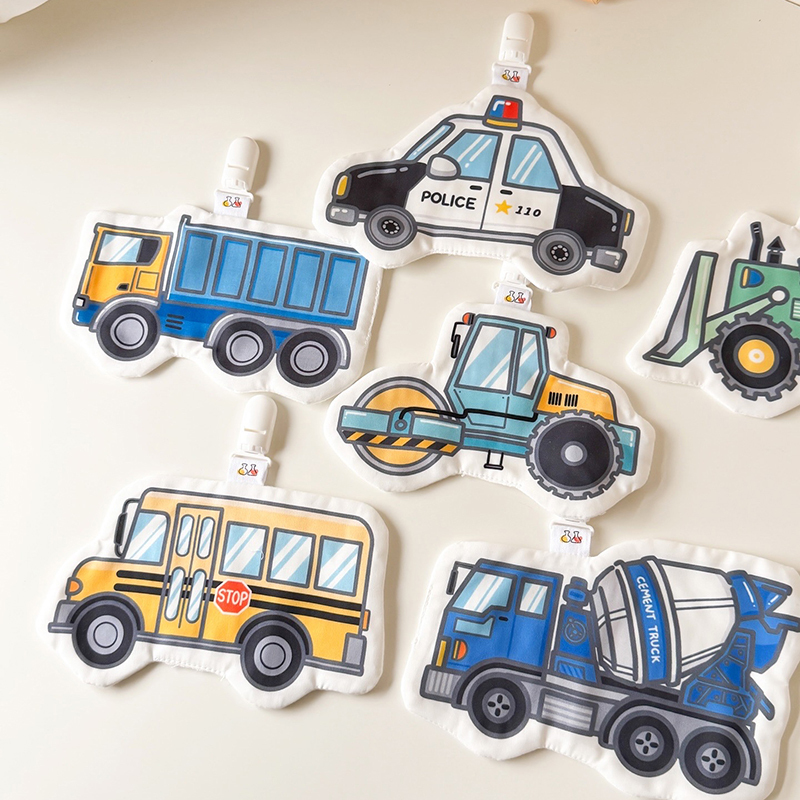 【新材質】手繪車車手帕巾 | 幼稚園手帕夾(六層紗布)